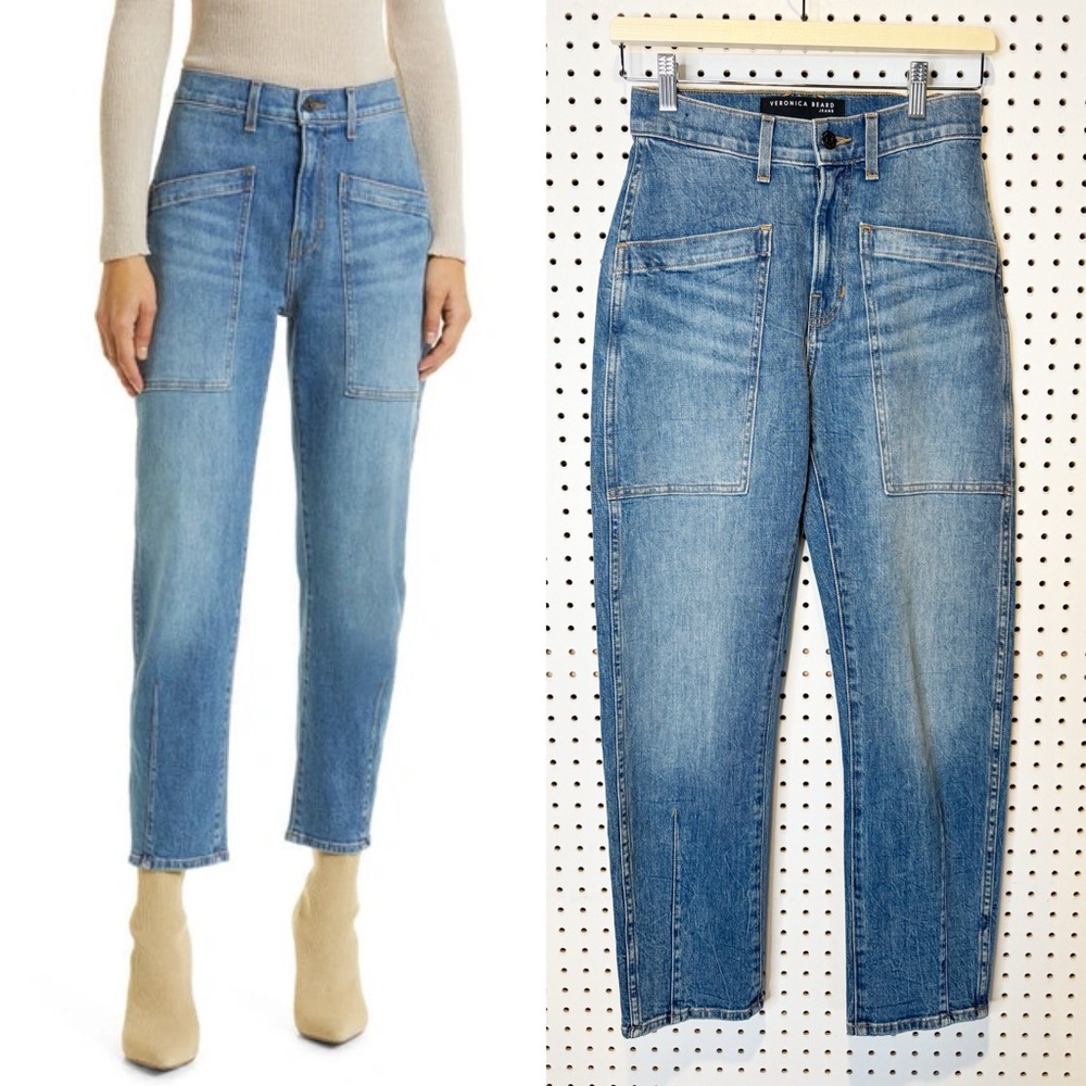 Veronica Beard | Charlie High Waist Patch Pocket Barrel Jeans Sz. 25